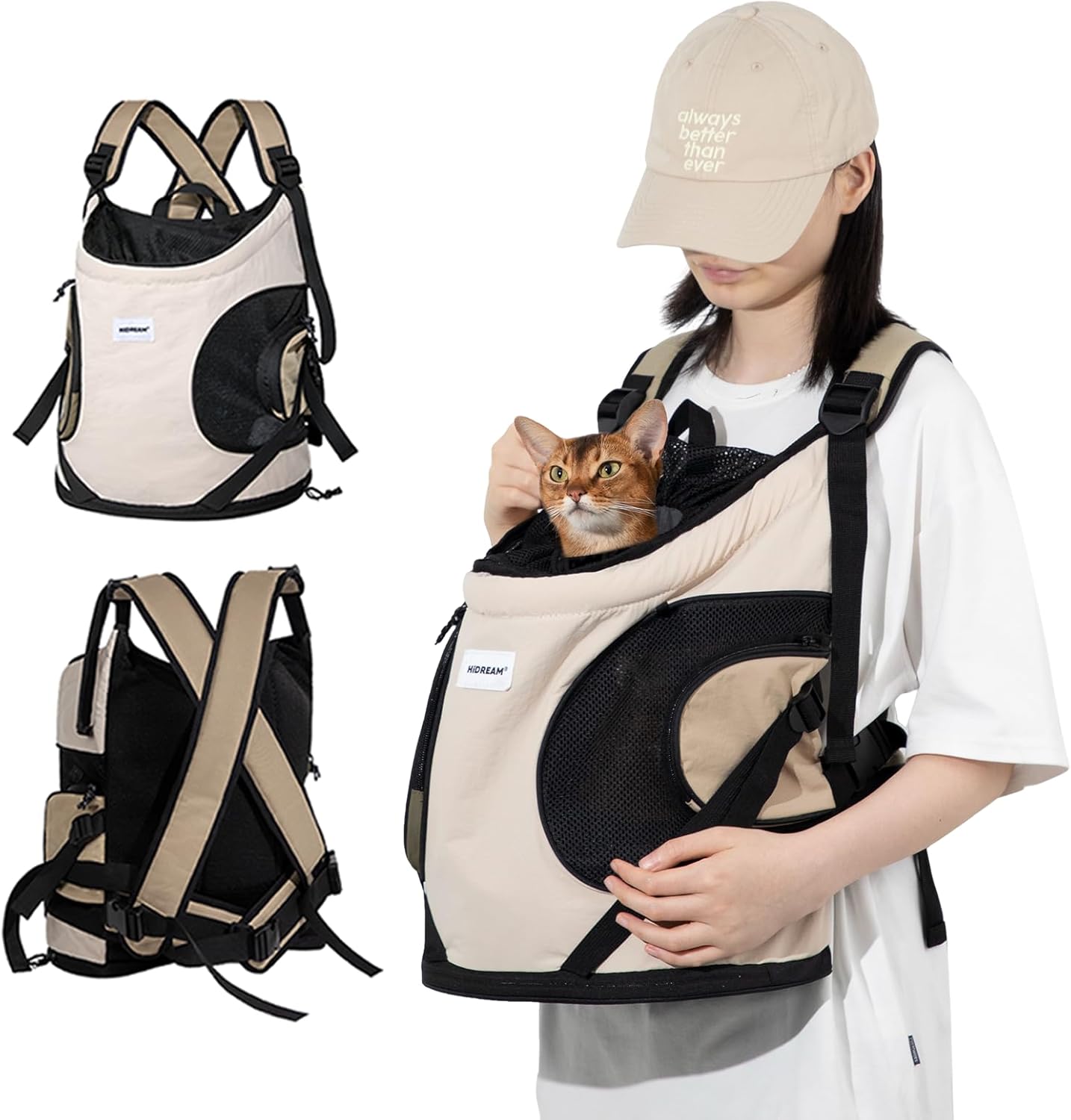 犬用 猫 キャリーバッグ 犬 抱っこ紐 前抱きペット リュック 犬 スリング 肩掛け 底板 長さ調節可能 呼吸頭 通気性 両手解放 防水ナイロン素材 快適 軽量 人間工学 持ち運びやすい ドライブ 旅