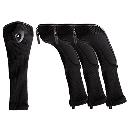 Andux ロングネック ゴルフ ハイブリッド クラブヘッドカバー 交換可能な番号タグ付き 4個セッ