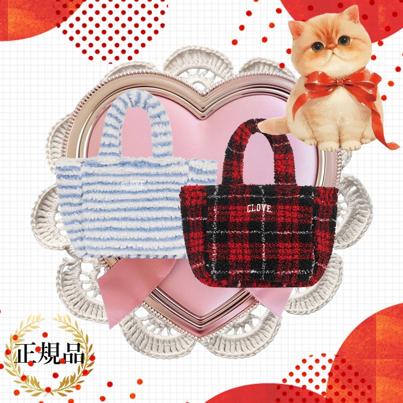 Boa Tote Bag 【2025 FW clove】 Check Red / Stripe Light Blue 韓国かばん
