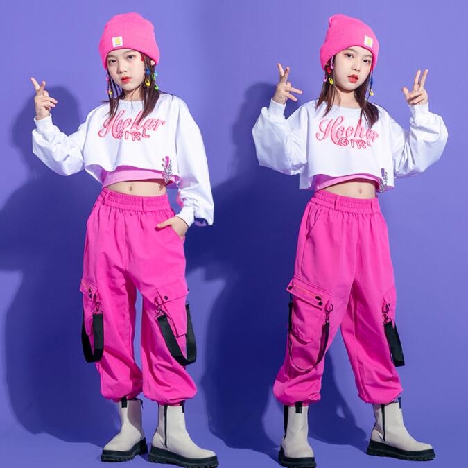 舞台衣装 韓国風 ヒップホップ風 演出服 HIPHOP へそ出しパーカー チアガール ステージ衣装 ストリートダンス 単品選べる K-POP 子供ダンス衣装 110cm-180cm カーゴパンツ オシ