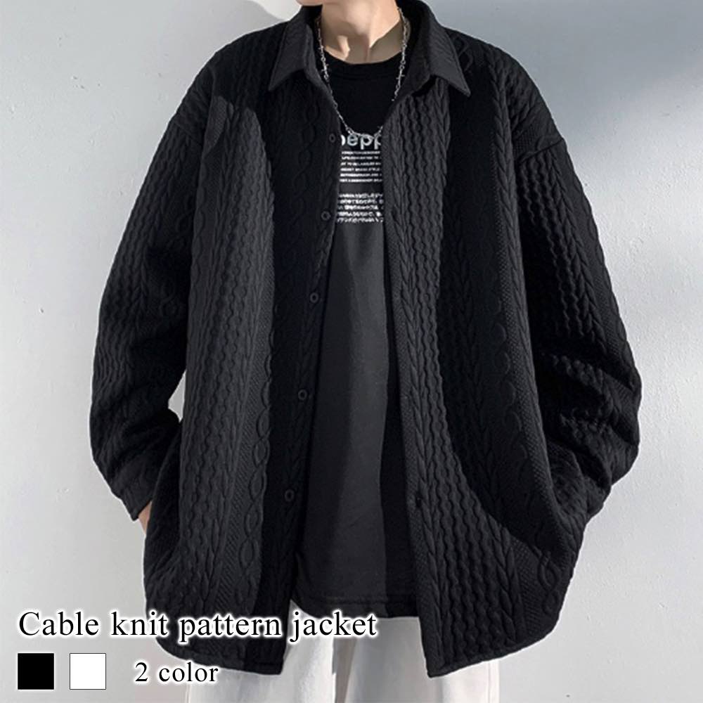 シャツ メンズ ケーブルニット柄ジャケット オフィス 肌着 白 ネルシャツ スーツ 黒 カジュアル 春 ブランド 襟付き おしゃれ 冬 厚手 大きいサイズ 秋 ビジネス 長袖 フォーマル フランネル