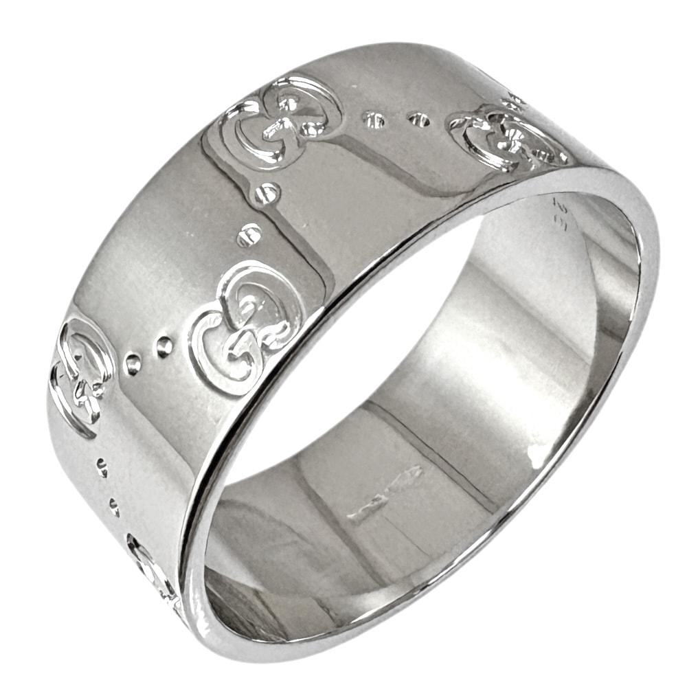 グッチ GGアイコン リング 指輪 23.5号 18金 K18ホワイトゴールド GUCCI 中古 美品