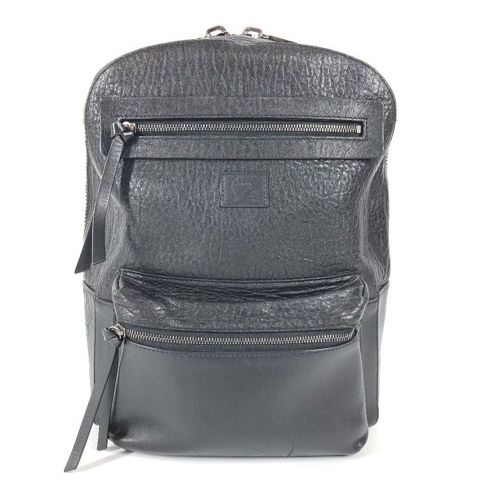 リュックサック ロゴ バックパック カバン レザー ブラック