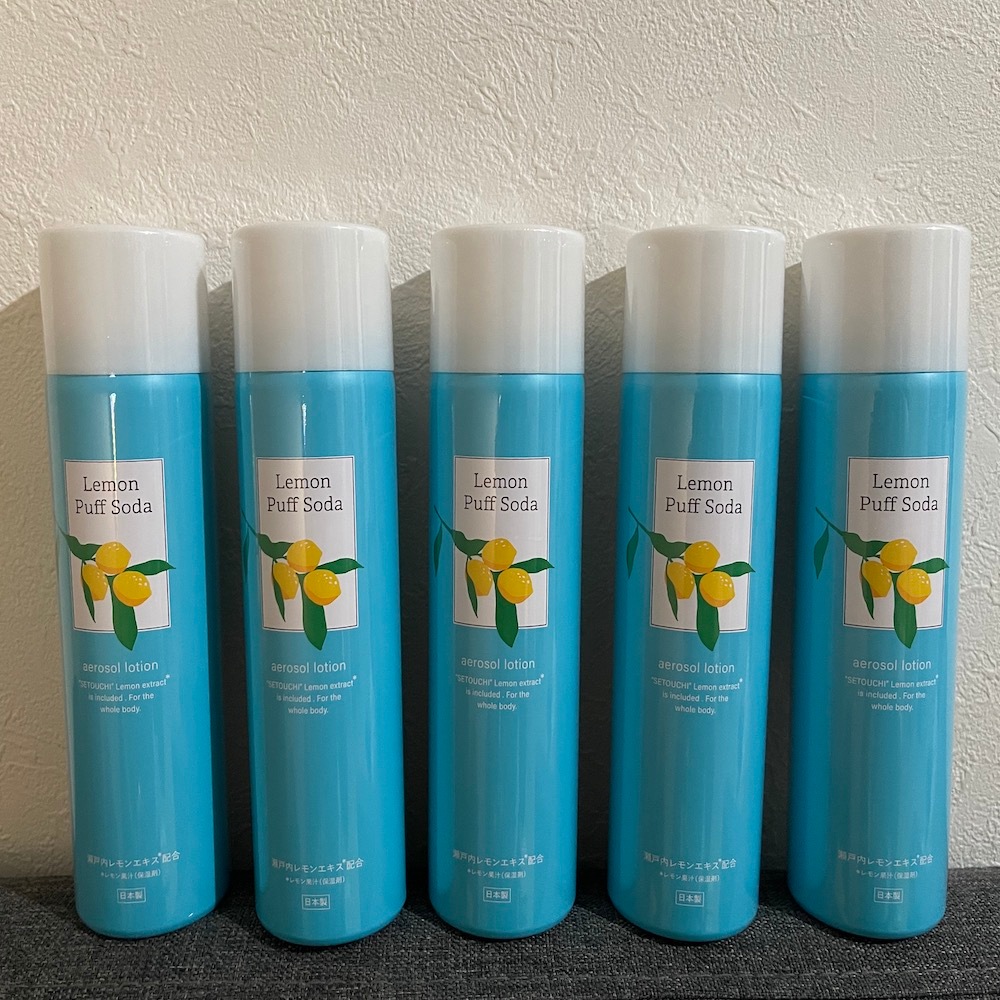 【これ1本で コットン と 化粧水 に！】 レモンパフソーダ 5本セット 化粧水 パフ 一本二役 瀬戸内レモン