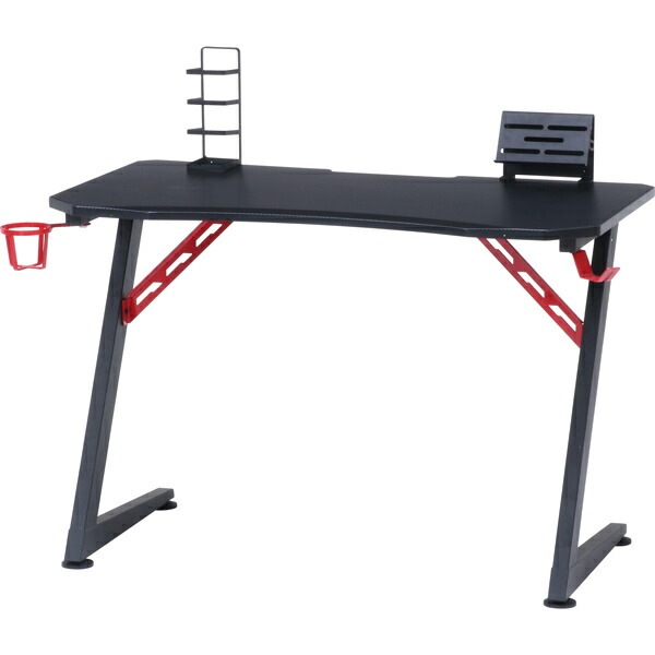【送料無料】不二貿易　レイズ ゲーミングデスク 幅1050×奥行600×高さ700mm レッド　18572