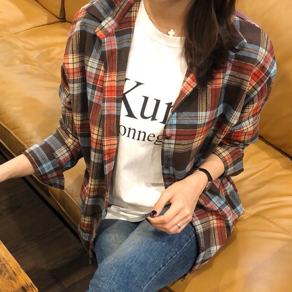 女性/冬/チェック/オーバーフィット/ベーシック/ボタンダウンシャツ/秋/季節の変わり目