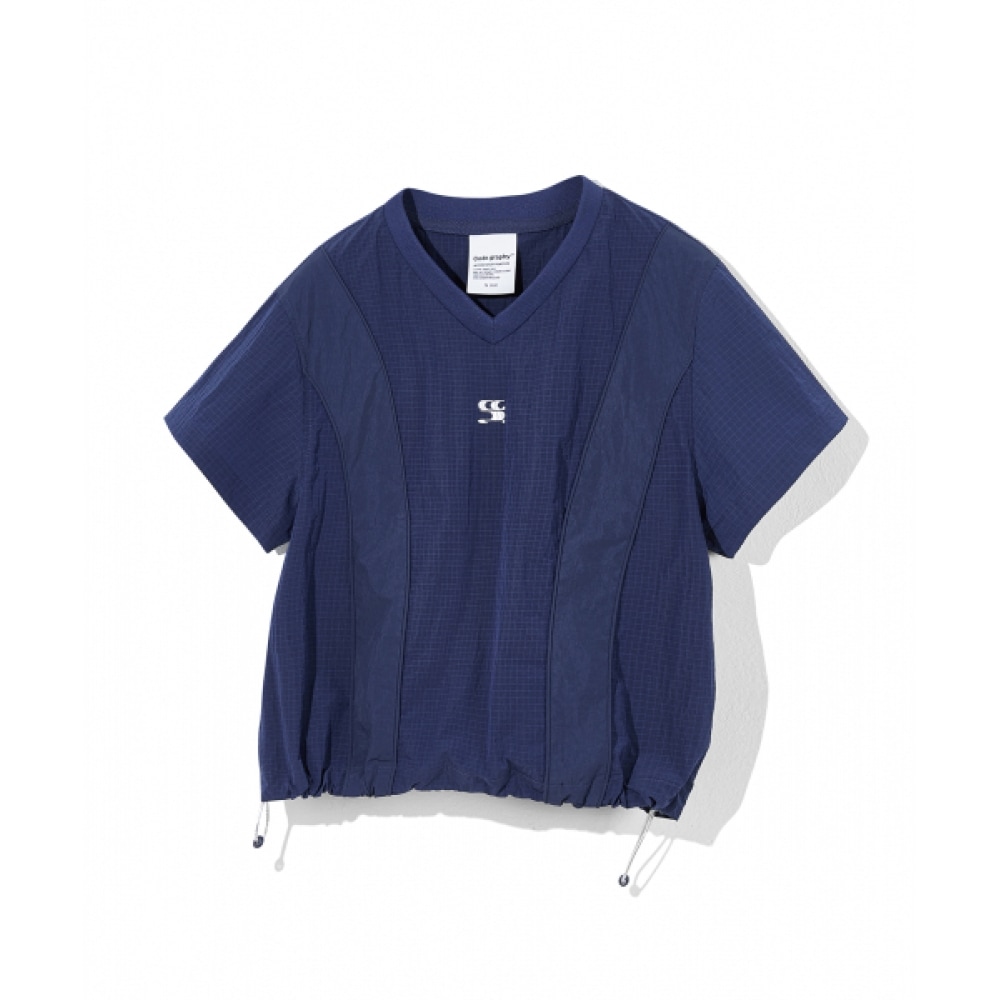 CODEGRY (女性) WAVE ロゴシンボルカーブクロップドショートスリーブ Tシャツ_ネイビー