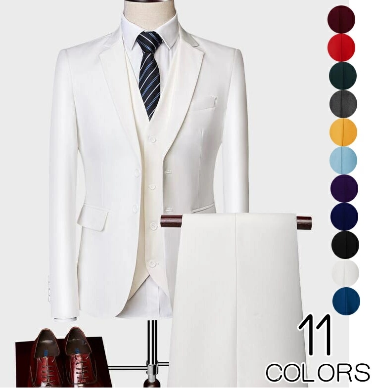 全11色×M-6XLサイズ！3ピーススーツ メンズ ビジネススーツ スーツ 2つボタン 無地 シンプル フォマールスーツ セットアップ 細身 卒業式 通勤 入学式 秋 3点セット ベスト ジャケット