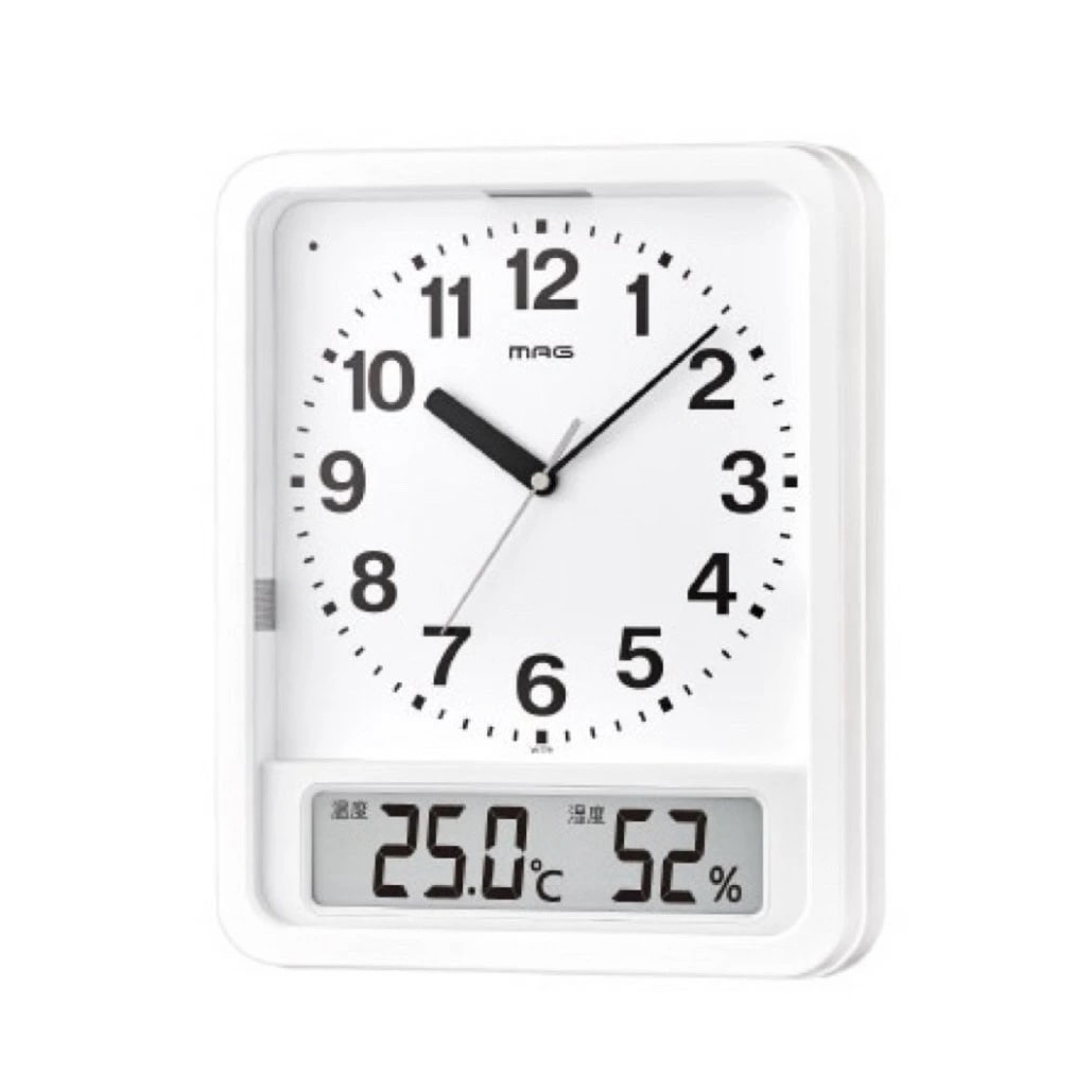 電波時計 自動点灯 置時計 置き時計 掛け時計 置掛両用 時計 インテリア ルック 温湿度表示 アナログ時計 デジタル デジアナ デジタル温湿度計 デジタルクロック 温度計 湿度計 カビ 肌ケア 夜間