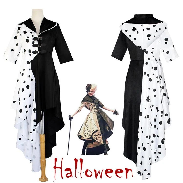 [新品入荷]ハロウィン 衣装 コスプレ 白黒 ドット イベント 仮装 パーティ かっこいい コスチューム 目立つ アシンメトリー かわいい