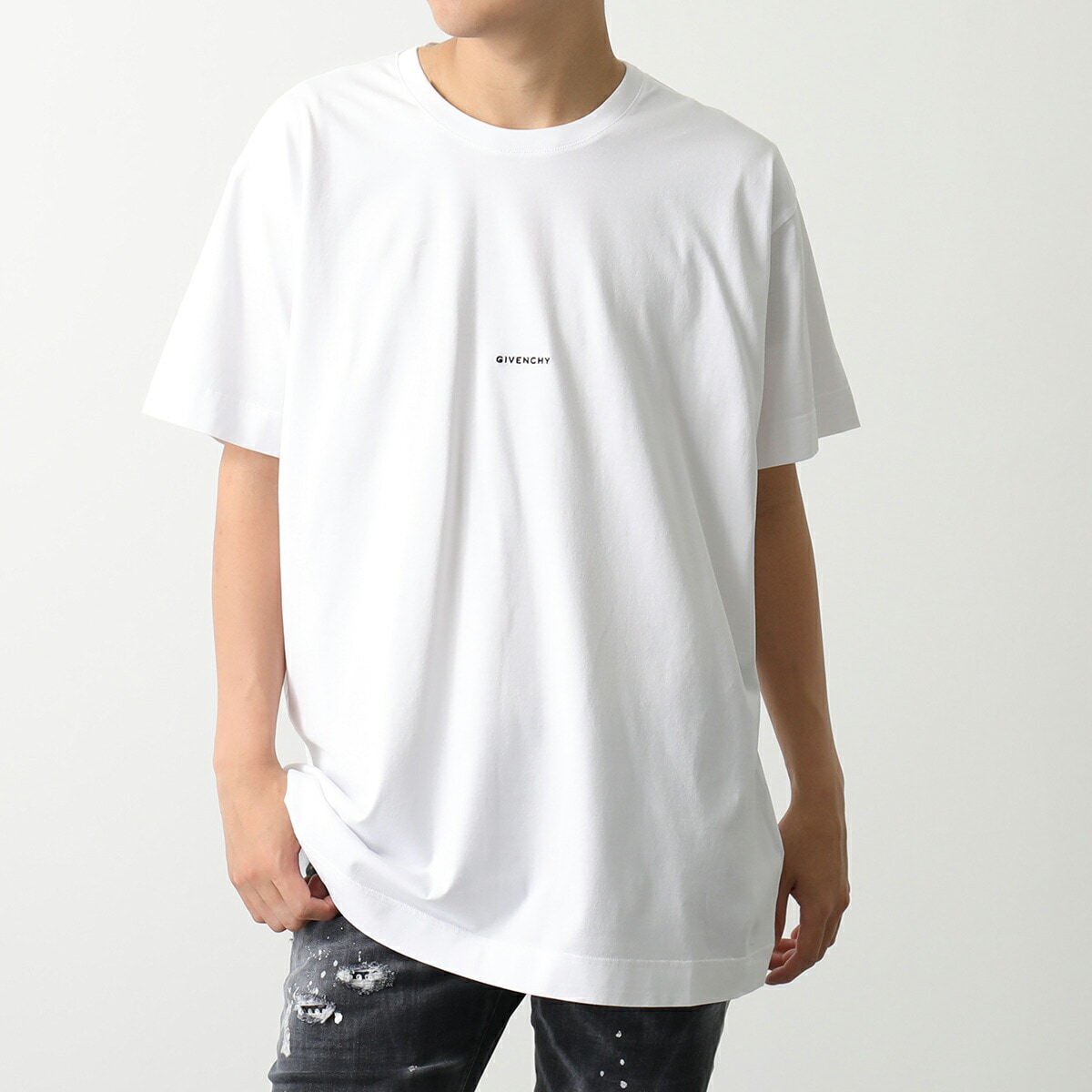 GIVENCHY ジバンシィ Tシャツ BM716N3YBK メンズ 半袖 カットソー ロゴT 刺繍 クルーネック オーバーサイズ 100/WHITE