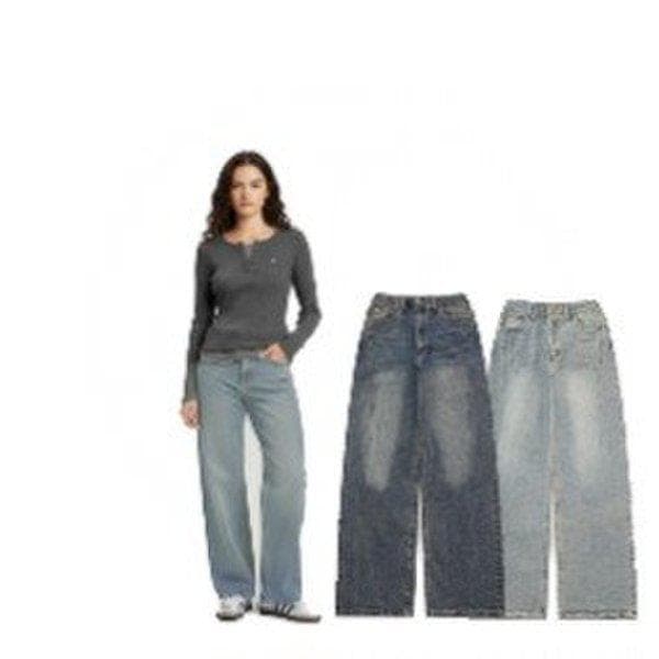 女性用隠しバンディングバックブラシスーパーワイドデニムパンツ 10540-155-807-10AB-SH