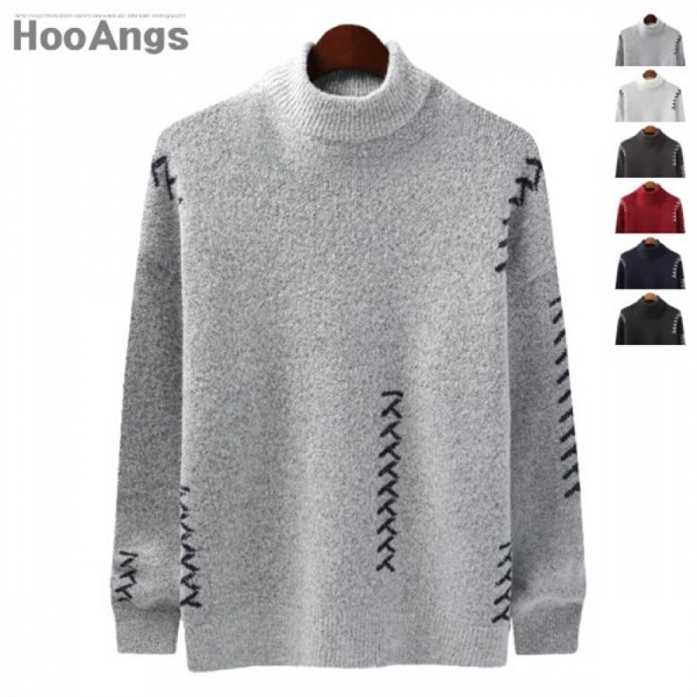 (ジュアンズ) ニット刺繍ポイントリブネックポーラー OSPT7054