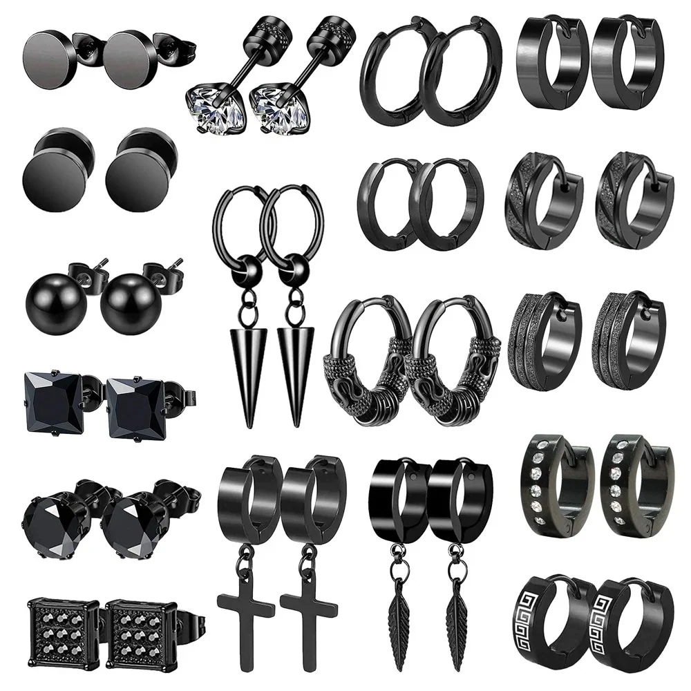 【急速出荷!】ステンレススチールラウンドケーキボールダイヤモンドピアスペアクロスペンダントピアスイヤリング