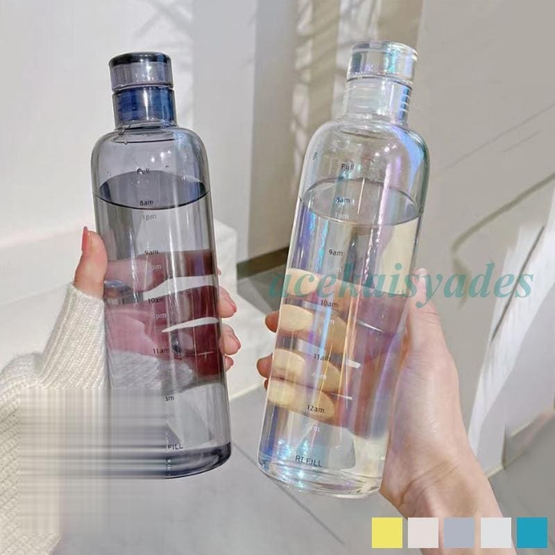 New type追加水筒 ウォーターボトル 500ml おしゃれ 蓋付き 透明な水筒 子供 女の子 直飲み 軽量 通勤 通学 運動 登山 ジム 携帯便利 漏れ防止 水分補給