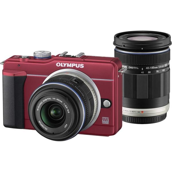 【中古】オリンパス OLYMPUS E-PL1s ダブルズームキット レッド E-PL1s TKIT RED SDカード付き