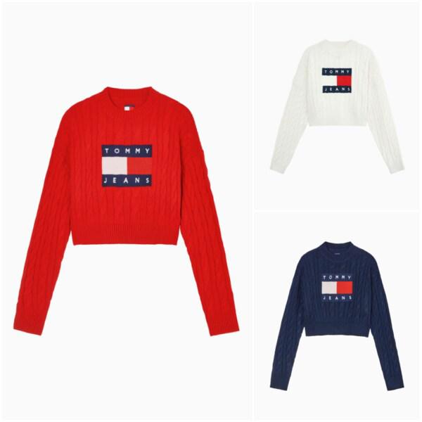 女性用ボックス型センターフラッグセーター T32F6KTO30TWT1 TOMMY JEANS