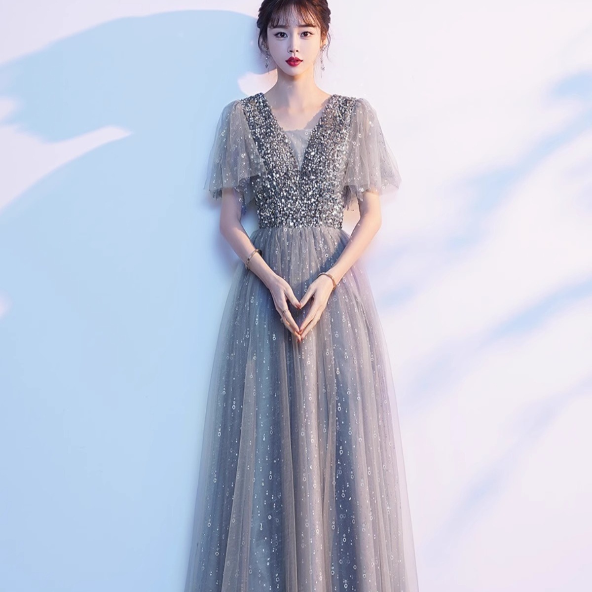 【2枚購入で 3oo円OFF！】大合唱団演奏服女性ロングスカート妖精のような大学生詩朗読スリムドレス歌う赤い歌衣装ロングスタイル