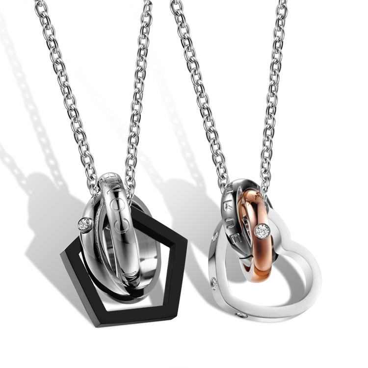 安心国内発送送料無料(^o^)／ペアネックレス人気　ペアネックレス安い　ステンレス ペアネックレス　カップルネックレス チタンペンダントネックレス お互いの愛情の絆　GX777