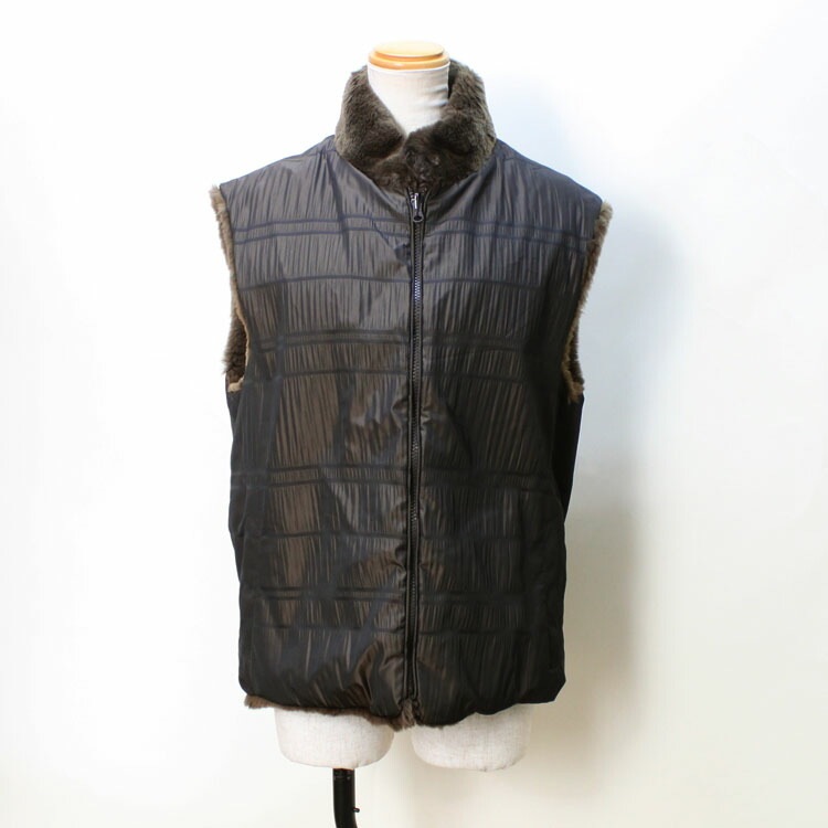 ヌートリア ファー リバーシブル ベスト メンズ ブラウン 送料無料 ギフト プレゼント 138,500円