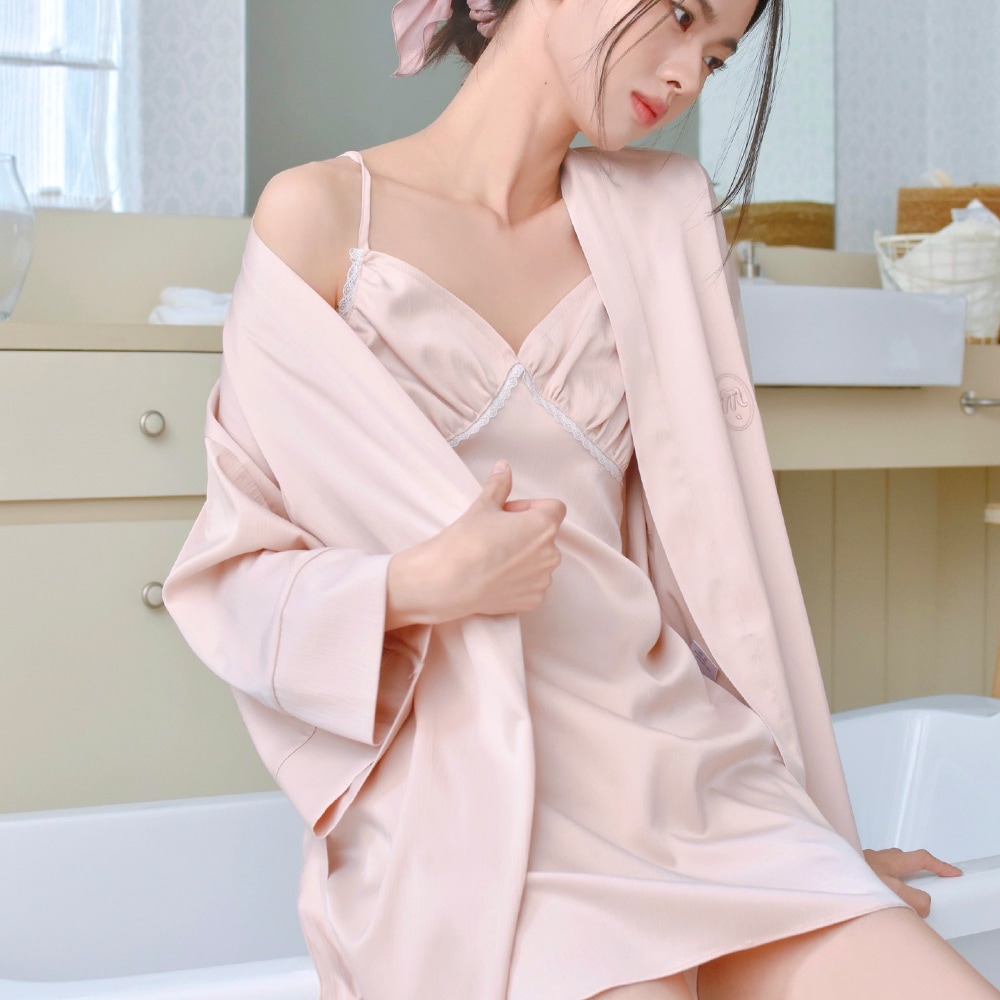 [SET] Amali slip robe pink