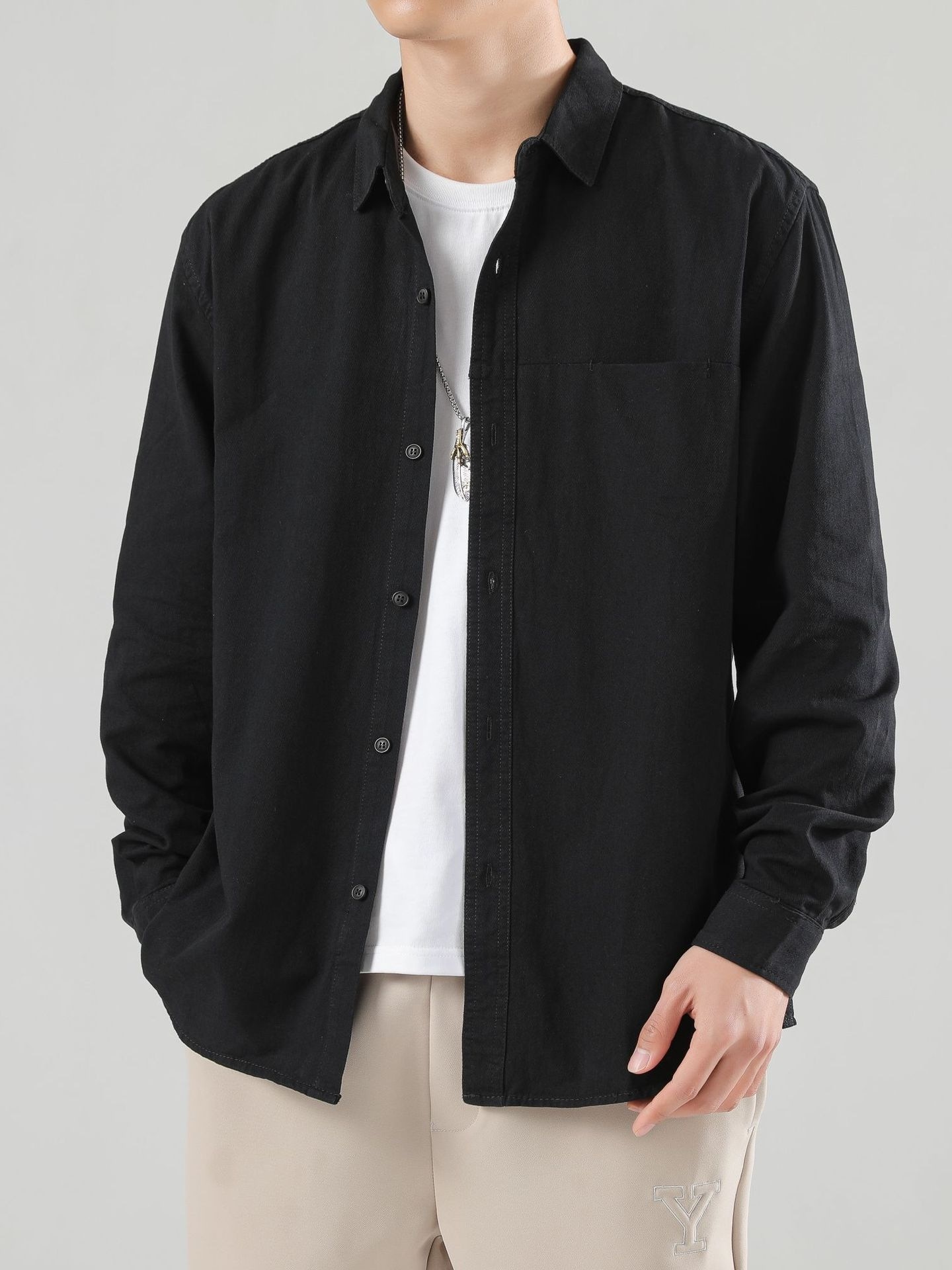 韓国 ブラウス メンズ 長袖 春新作 長袖シャツ メンズ 通勤 シンプル カジュアル ジャケットメンズファッション アウター オフィス シャツ