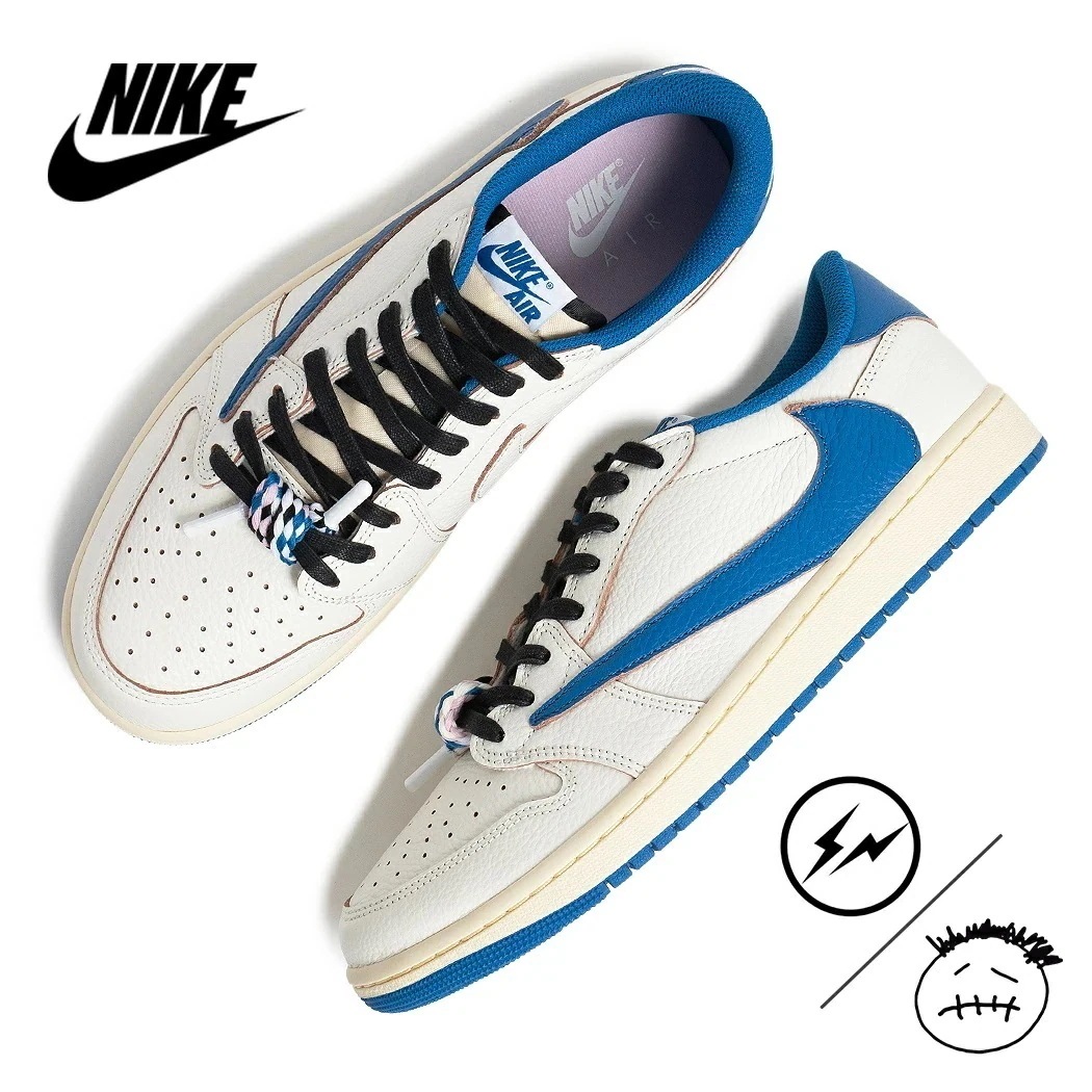 NIKE フラグメント × トラヴィススコット × ナイキ エアジョーダン 1 FRAGMENT TRAVIS SCOTT AIR JORDAN 1 LOW OG WHITE/BLUE ( 藤原ヒロシ