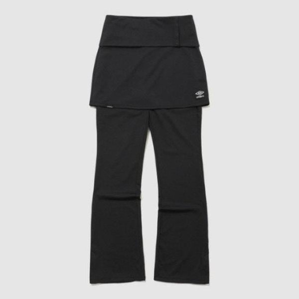 パンツ KQF UQ222CFP59-BLK ウーマンズ リブ レイヤード スカート パンツ / BLACK