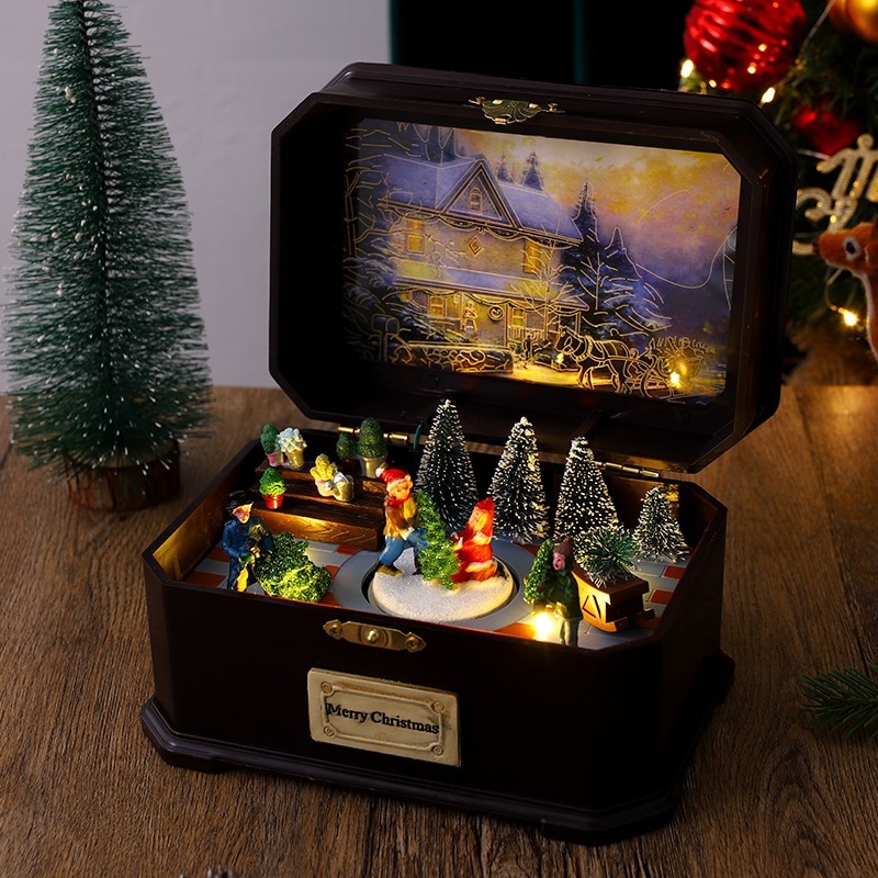 クリスマスプレゼント music box オクターブ 北欧 発光 回転式 装飾品 クリスマスツリー サンタクロース プレゼント 贈り物 ご褒美 パーティー 誕生日 成人祝い 記念日