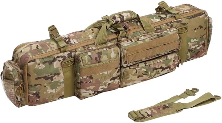 ガンケース 大容量 ライフル ソフト ハンドガン ダブル W100cm 2本 2丁 収納 サバゲー カメラ 三脚 釣り(カモフラージュ) 6,106円