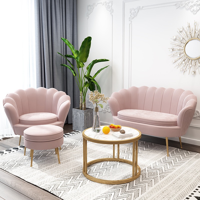 フェイシャルソファノルディックライトラグジュアリーカジュアルソファチェアコンビネーションソファネイルショップ衣料品店シェルソファ