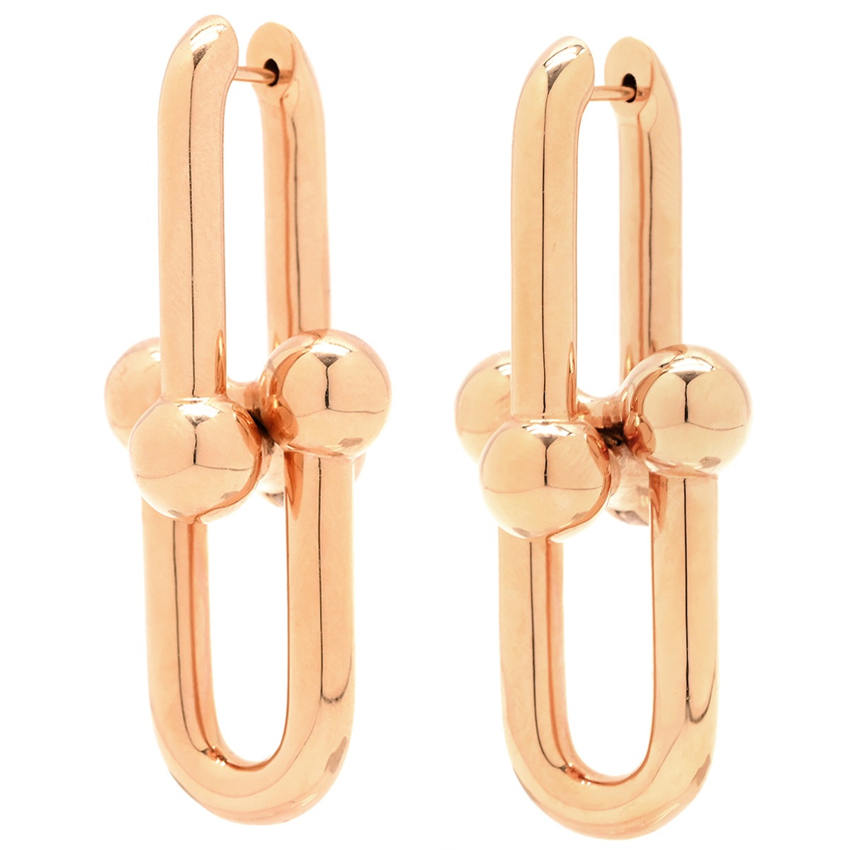 ティファニー Tiffany & Co ピアス ハードウェア ラージリンク K18PG ピンクゴールド T&Co. Au750 18K 18金 ドロップピアス ボールリング 【中古】