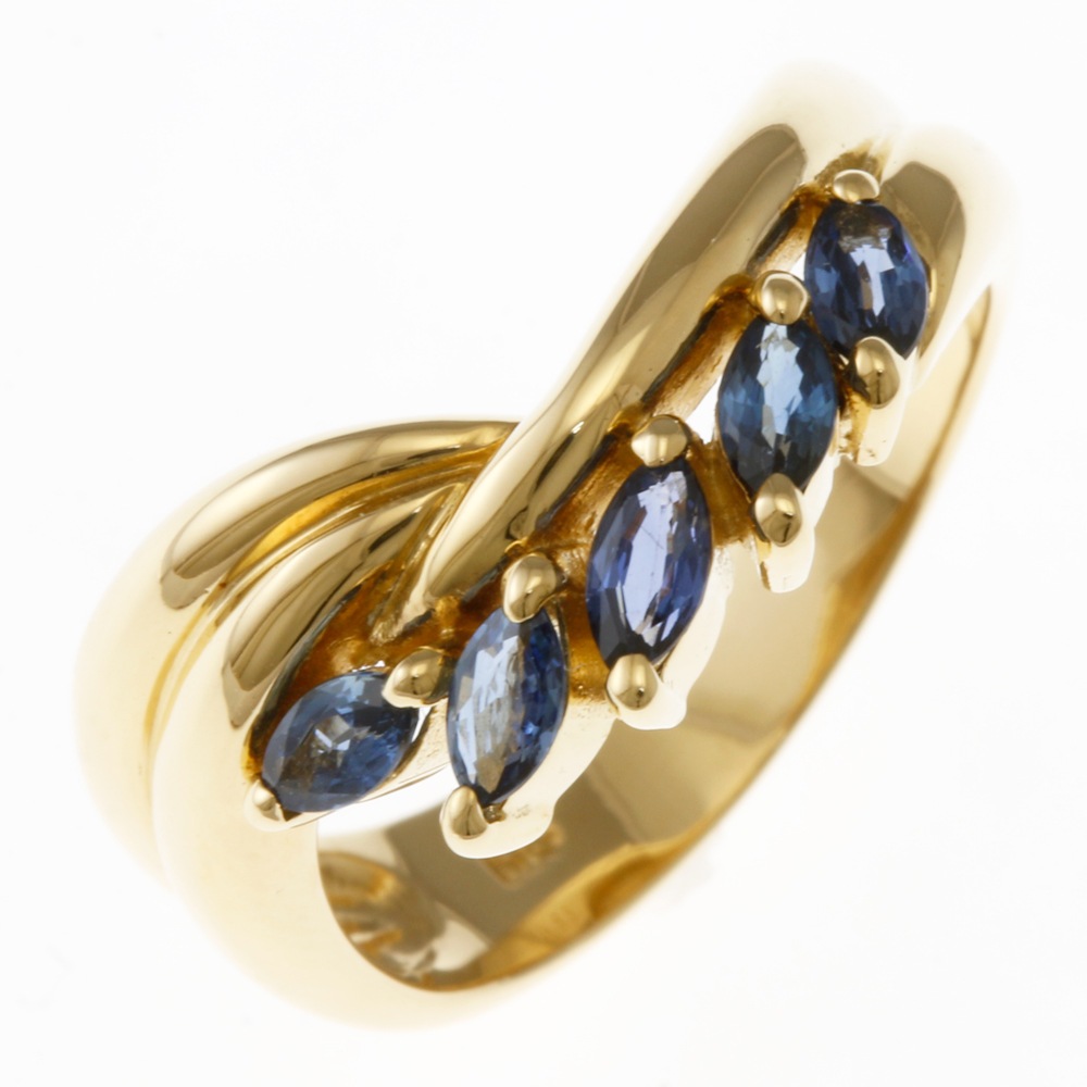 リング 指輪 11.5号 18金 K18イエローゴールド サファイア 中古 美品