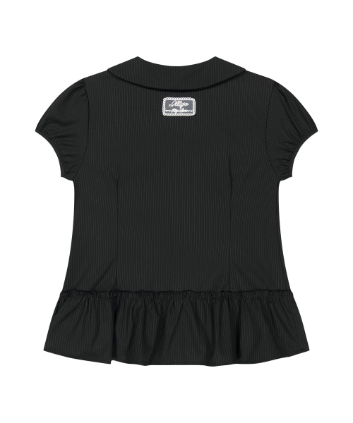 【ILLIGO】 BOW POCKET RUFFLE BLOUSE STRIPE BLACK 正規品