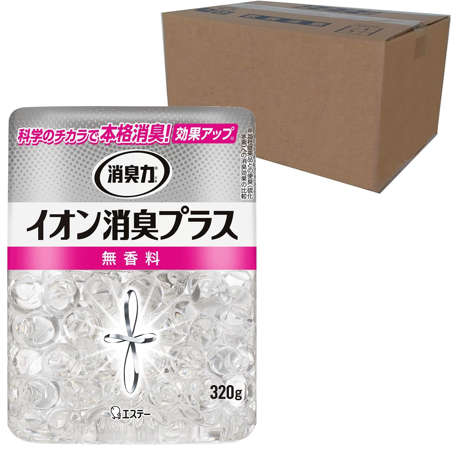 消臭力 イオン消臭プラス [オフィス ビジネスに ケース販売] 部屋用 トイレ用 置き型 無香料 本体 320g×16個 クリアビーズ 部屋用 玄関 リビング キッチン トイレ たばこ 消臭剤 消臭