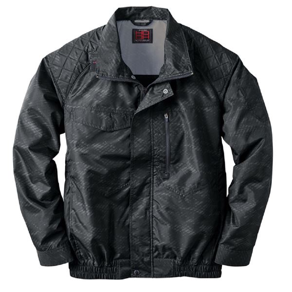 村上被服 HOOH ポリエステル製 フルハーネス対応冷感長袖ブルゾン V5511 カモフラブラック サイズ：LL 服単品 [バッテリー/ファン/ケーブル別売]