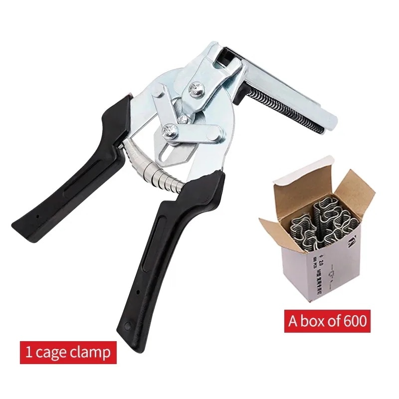 ホッグリングプライヤーツールと600個ムクリップチキンメッシュケージワイヤーフェンシングケージクランプ養鶏キツネ鳥犬のケージ