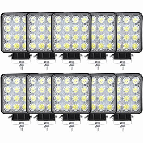 LED作業灯 ワークライト 48W【10個セット】広角 投光タイプ 6500K IP67防水 トラック 作業車 車外灯 自動車 汎用作業灯 12V/24V兼用 耐衝撃 長寿命