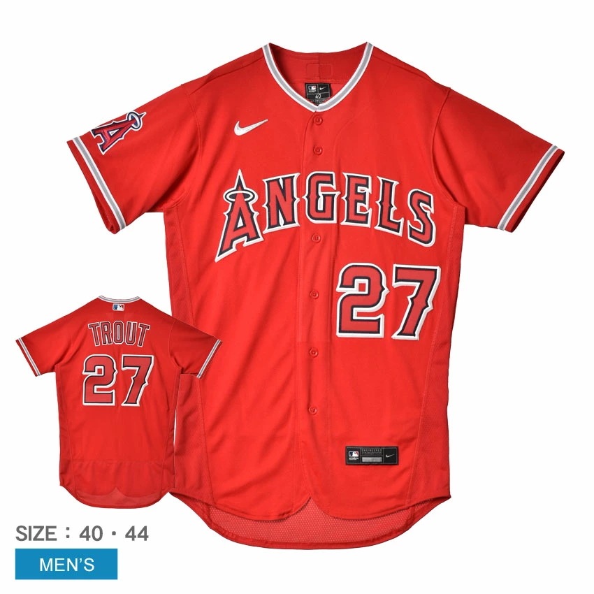 8900-AN33-AN9-T27 メンズ マイクトラウト ロサンゼルスエンゼルス MLB メジャーリーグ 公式アイテム ベースボールシャツ オーセンティック 半袖 ZSPO 野球