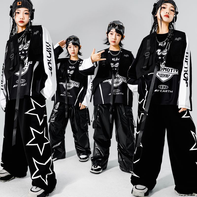 子供のヒップホップの街のダンスの公演服の男の子のhiphopのドラムの潮の服のベストのスーツの女の子は街の車の服を揚げます