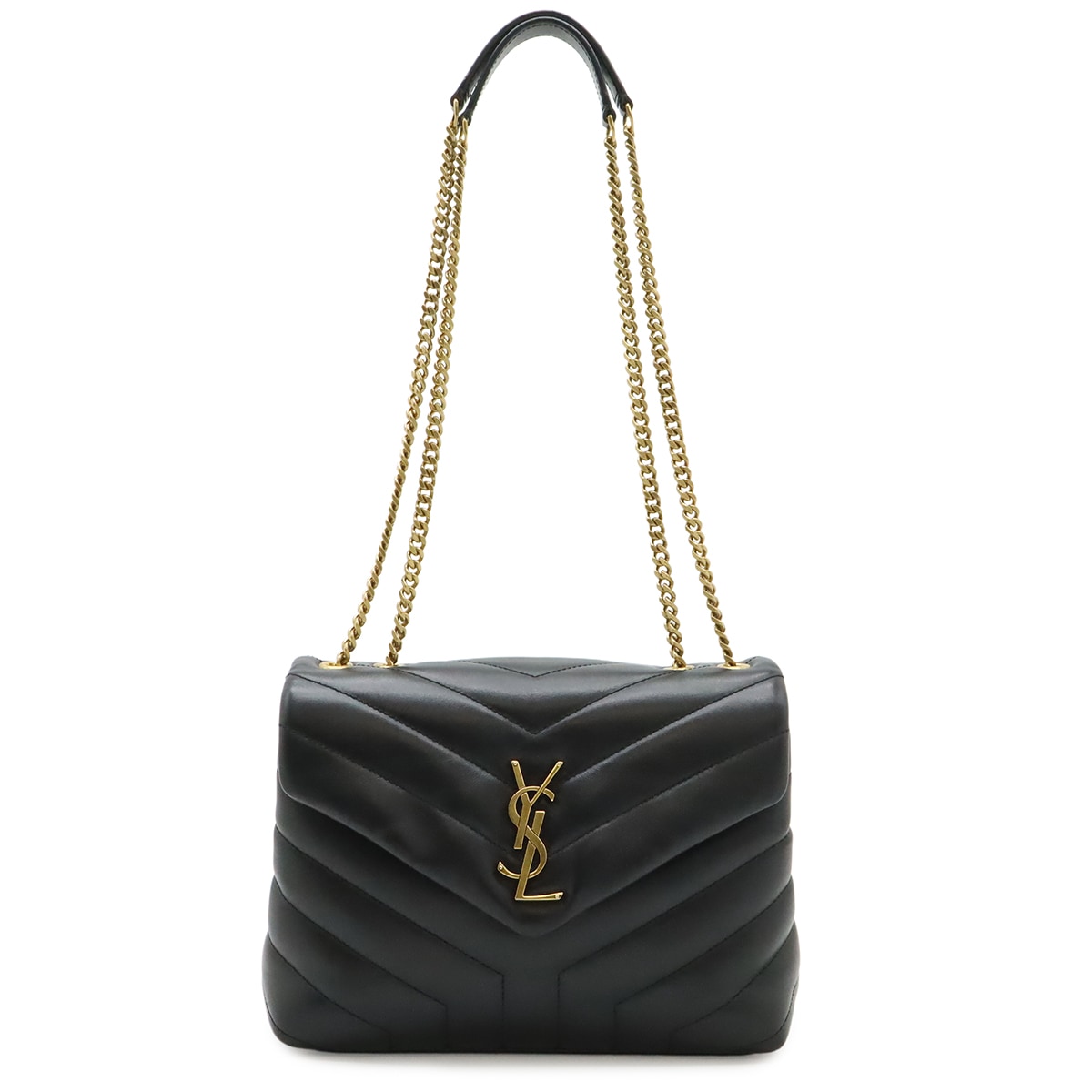 イブサンローラン YSL ルル チェーンショルダーバッグ Yキルティング レザー ブラック 49469