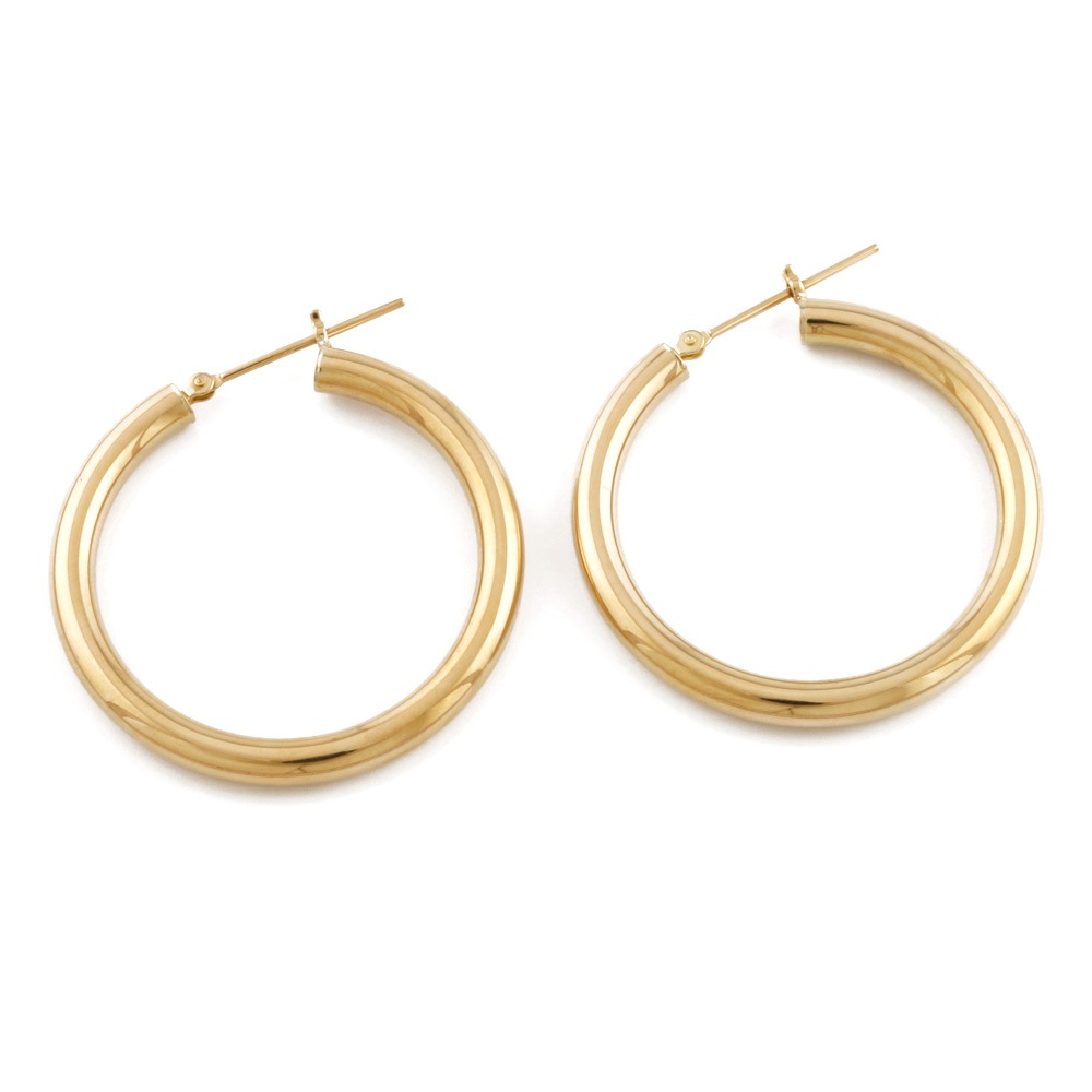 フープ パイプ リング 3×30 ピアス 18金 K18ゴールド 新品