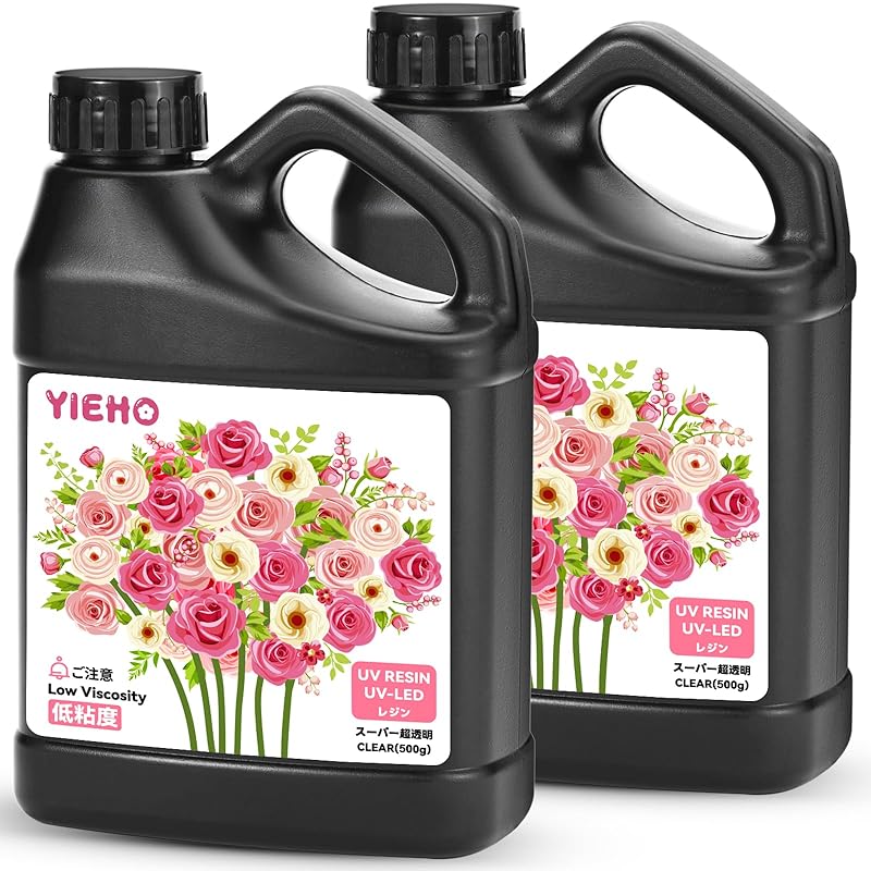 YIEHO UV レジン液1000g, 大容量低粘度超透明硬いUV レジン液速ハード-レジン初心者向け Resin UV/LED対応DIYハンドメイドジュエリー, 工業用鋳造樹脂アートワーク