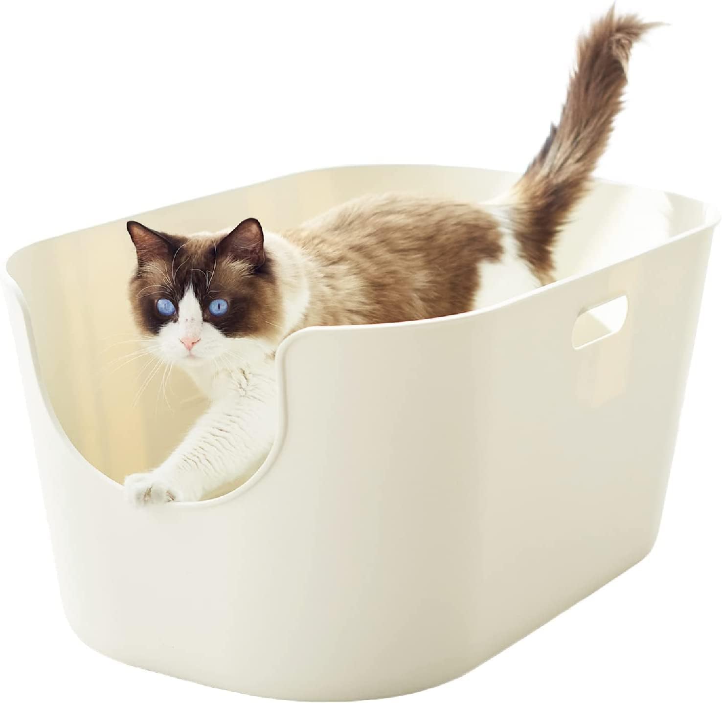 アイボリー 本体 猫用トイレ 本体 大きい猫 大きいトイレ ゆったり広々サイズ 飛び散り防止ハイタイプ サイズ(約)