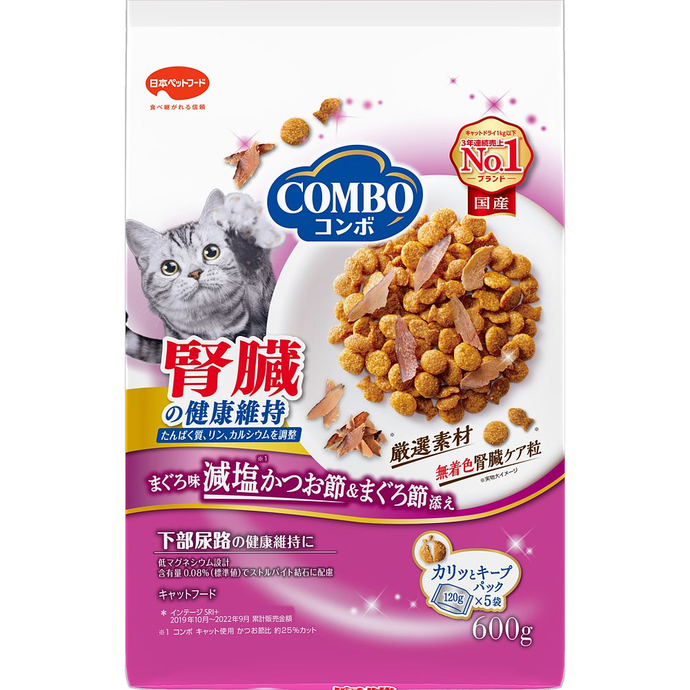 （まとめ買い）日本ペットフード コンボ キャット 腎臓の健康維持 600g（120gx5袋） 猫用フード [x6]