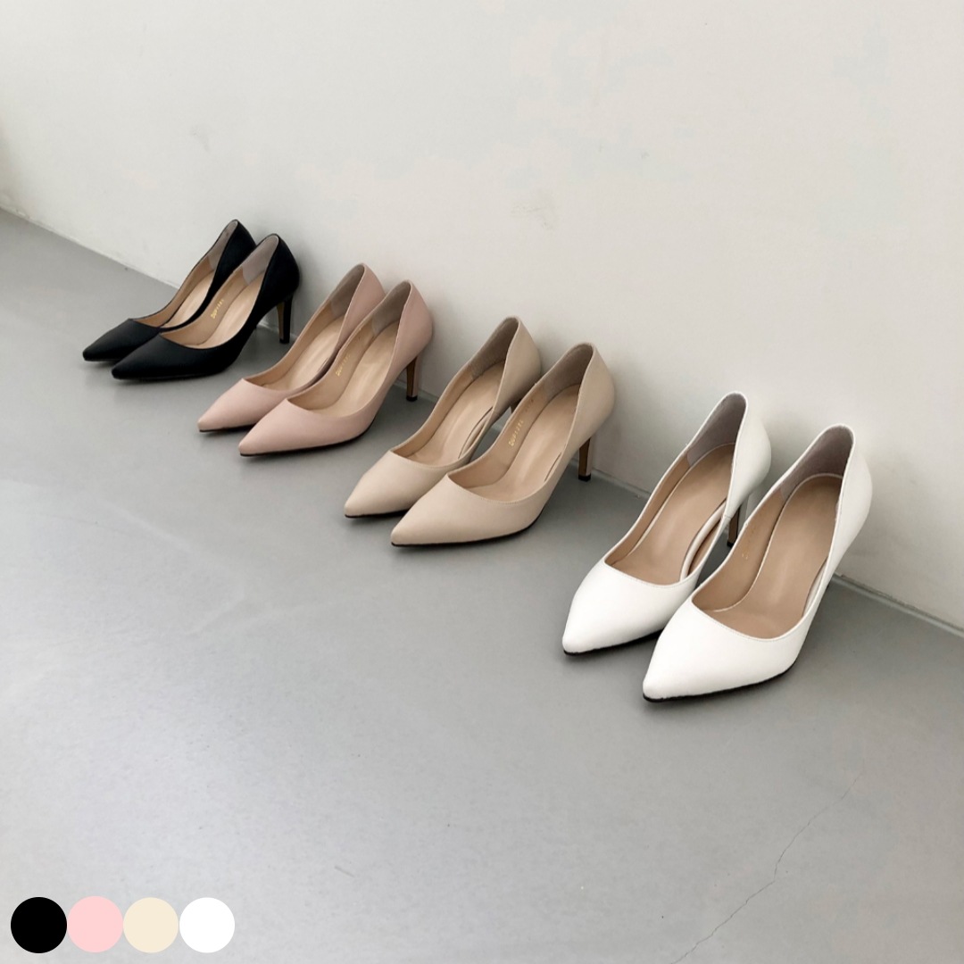 Made in Korea 韓国レディース8cmレザーハイヒールパンプス味覚脚線クラシックシンプルスタイル靴4種
