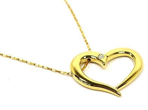 8206CIONDOLO １POINT DIAMOND HEART MOTIFS NECKRACE