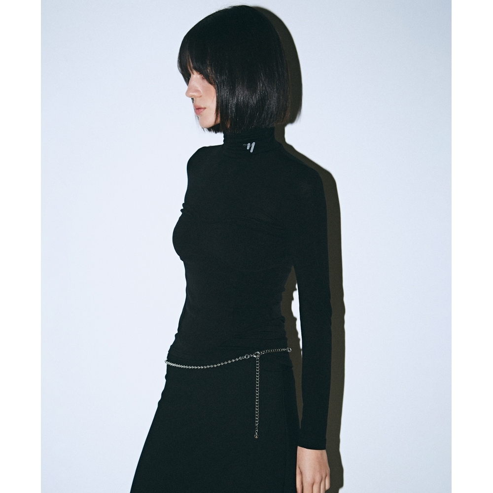 ニック&ニコール NN ロゴスパンインナータートルネック_ブラック
