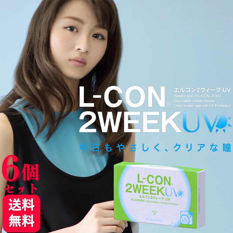1200円OFFクーポン対象6箱セット 2week 6枚入 2ウィーク 低含水38％ UVカット LCON L-CON コンタクトレンズ コンタクト