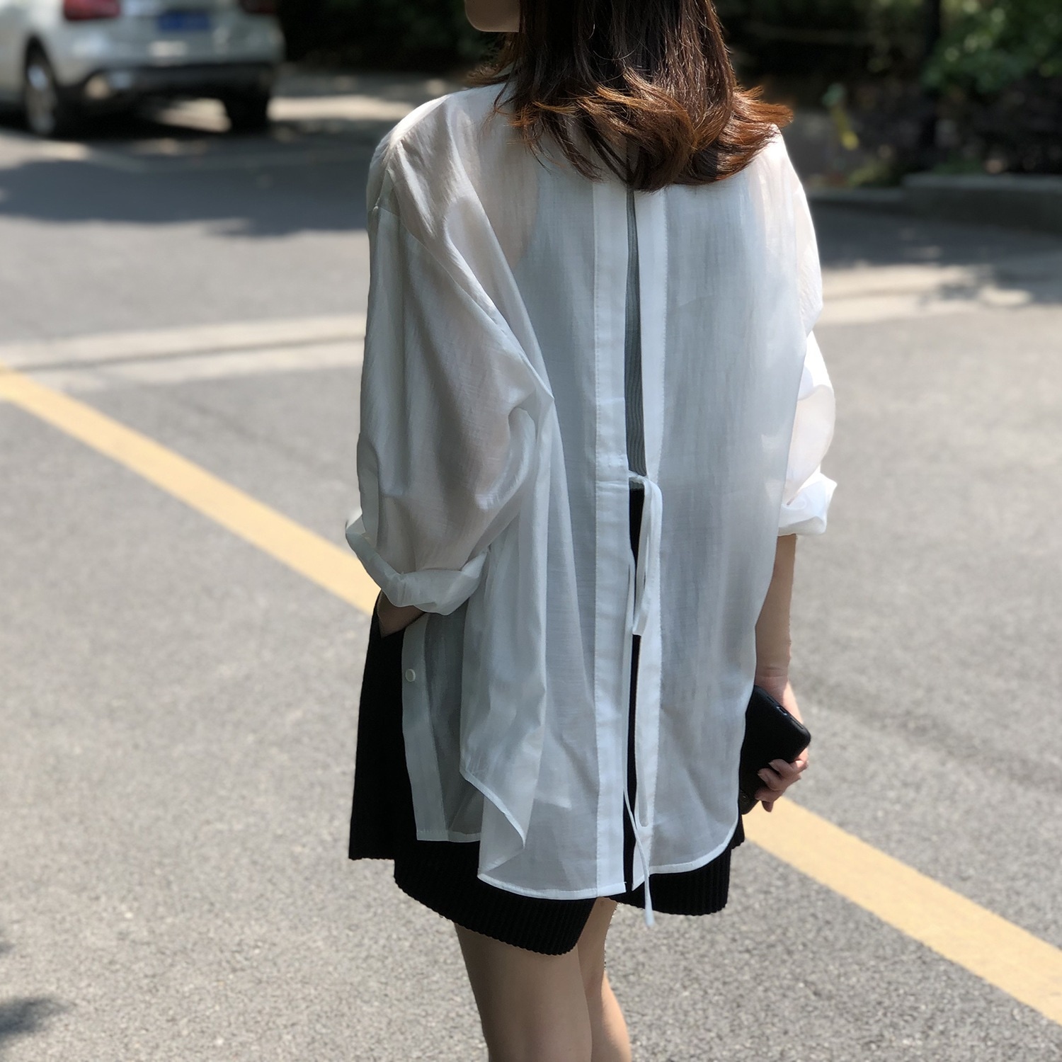 トップス レディース シャツ S M L 韓国 長袖 透け感 シースルー 薄手 かわいい 大人可愛い きれいめ エレガント 清楚 フェミニン おしゃれ お洒落 おとな ナチュラル こなれ感 ラブリー
